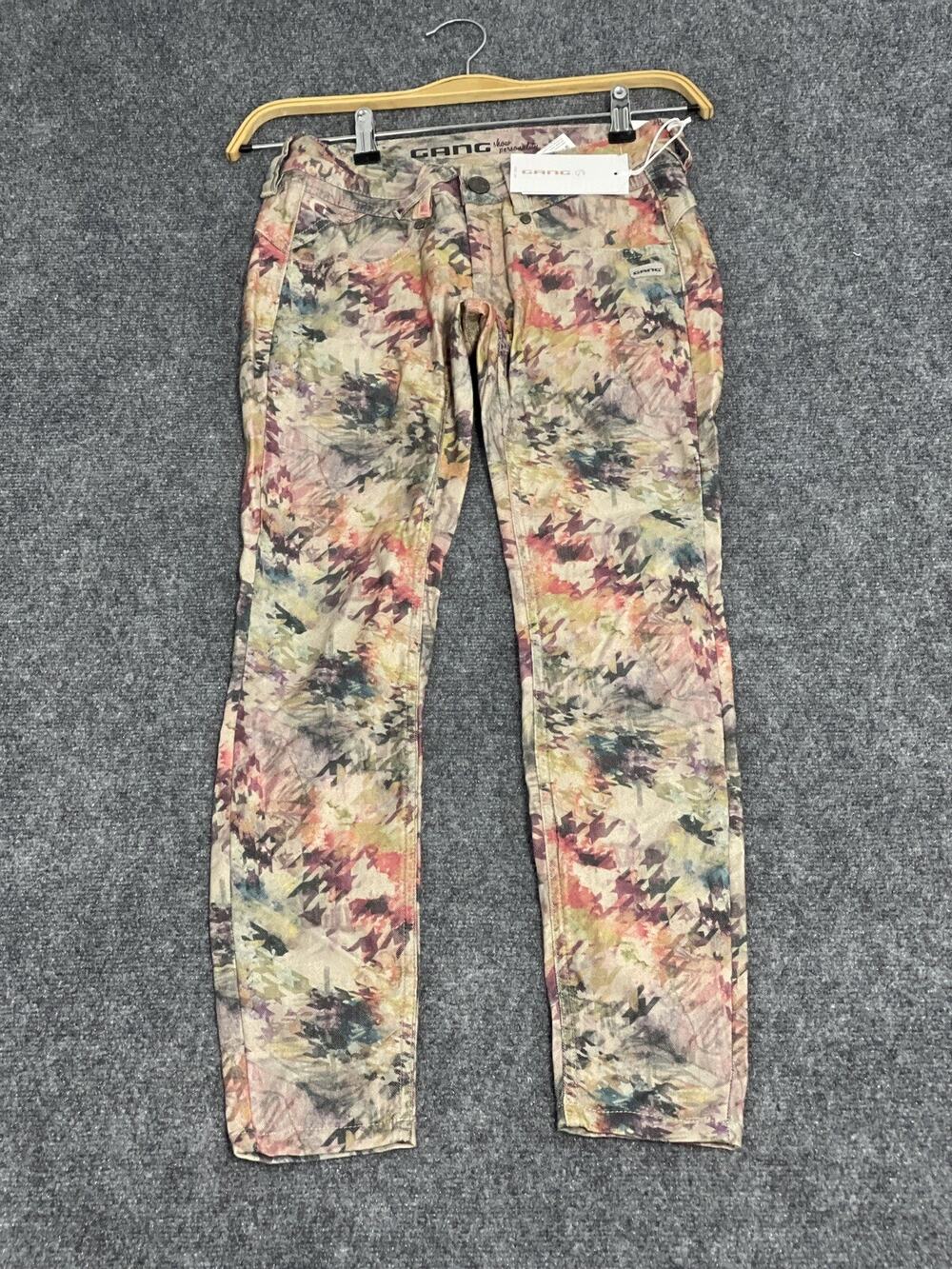 Gang Jeans Womens Size 0 Floral Green Pants W:25 Denim Skinny Tie Dye N43